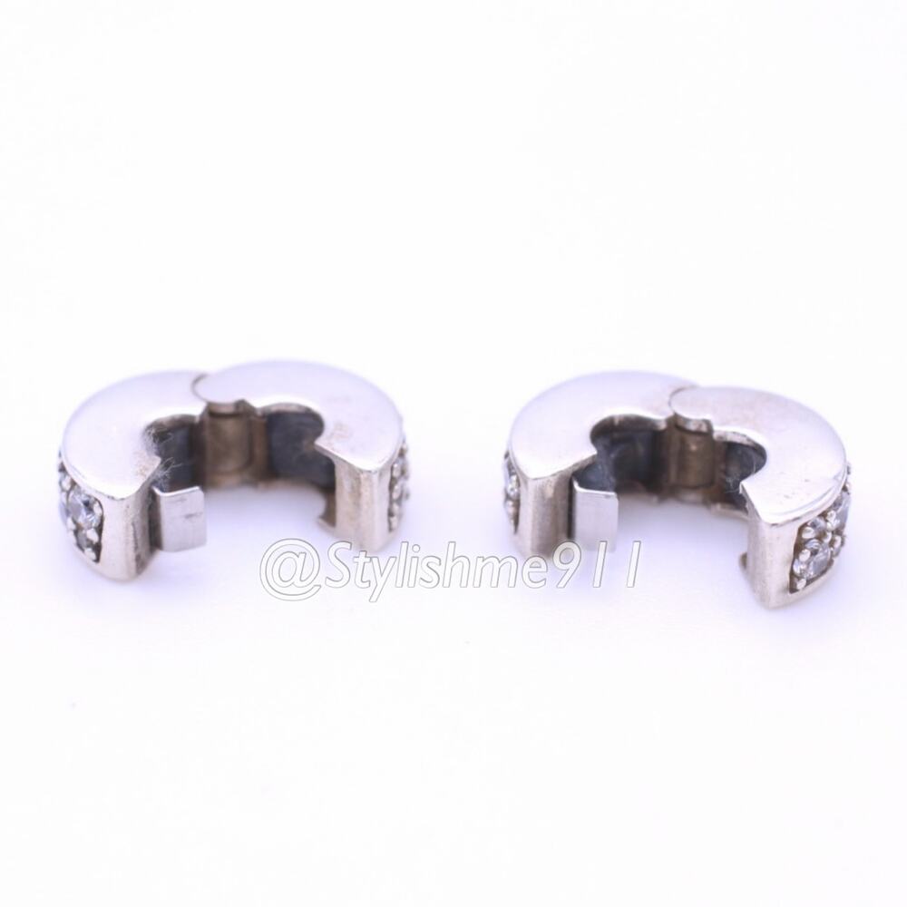 Two- Authentic PANDORA Clear Shining Elegance Clip with Silicone Core - Picture 6 of 13